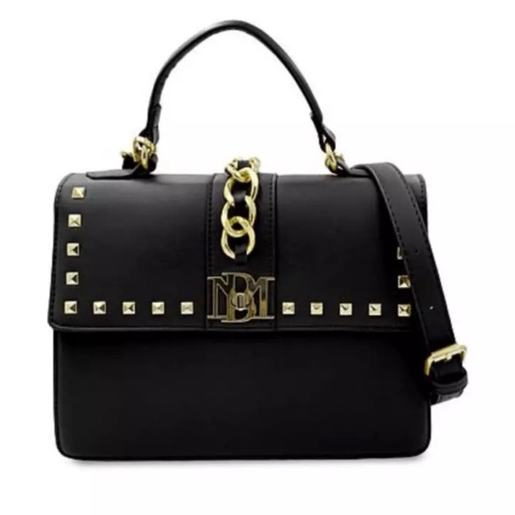 Badgley Mischka Black Purse or Crossbody with Goldtone studs and logo - Picture 3 of 16